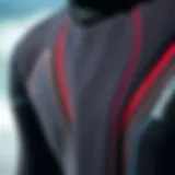 A close-up of a 4mm wetsuit showcasing its material texture and stitching.