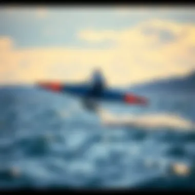 Beginner wing foiler gracefully gliding over water