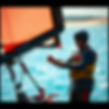 Instructor guiding a learner on wing foiling techniques