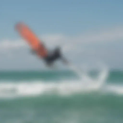 A scenic view of Progreso beach showcasing kiteboarding activities