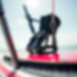 Close-up view of air straps on a kiteboard