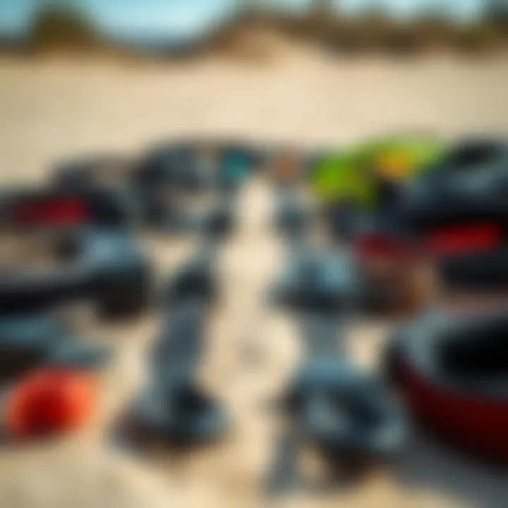 Different types of air straps laid out for comparison