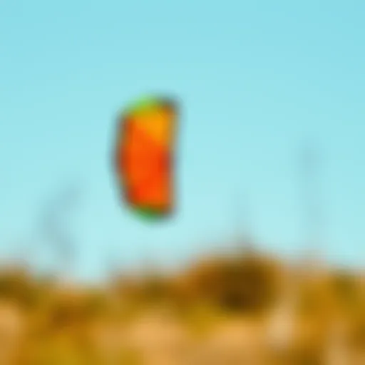 A vibrant kite soaring in the blue sky