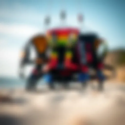 An assortment of kiteboard harnesses showcasing various designs and features.