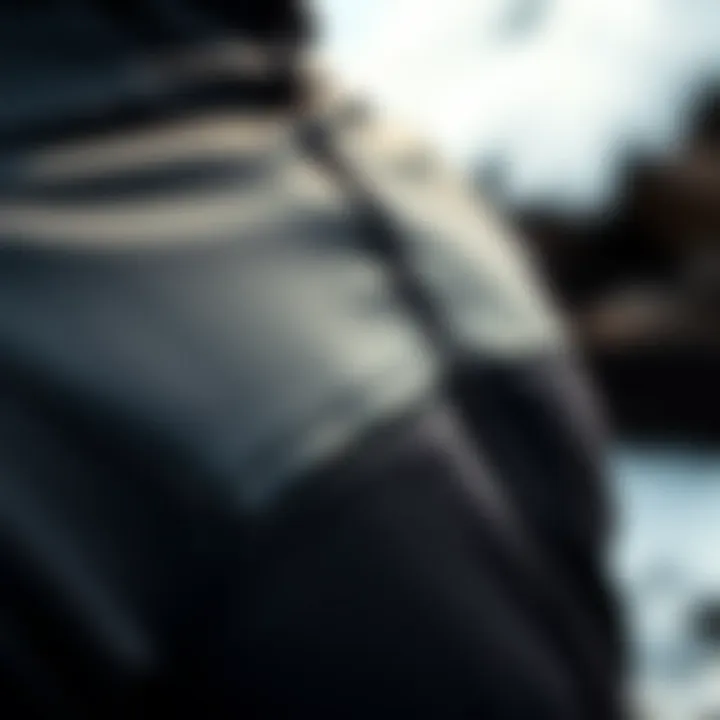 Wetsuit Material and Stitching Detail Detailed view of wetsuit material and stitching