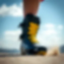 Close-up view of a toe split boot showcasing its unique design