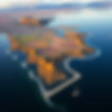 An aerial view of Boundary Bay revealing its unique geographical features and kiteboarding spots