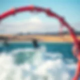 A panoramic view of Boundary Bay showcasing kiteboarders in action against the backdrop of the shoreline