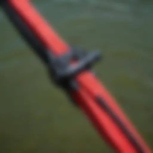 Bungee leash attachment on a kiteboard