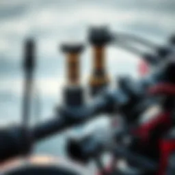 Detailed view of a Cabrinha bar setup showcasing the components