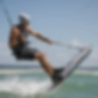 User demonstrating the Cabrinha control bar during kiteboarding