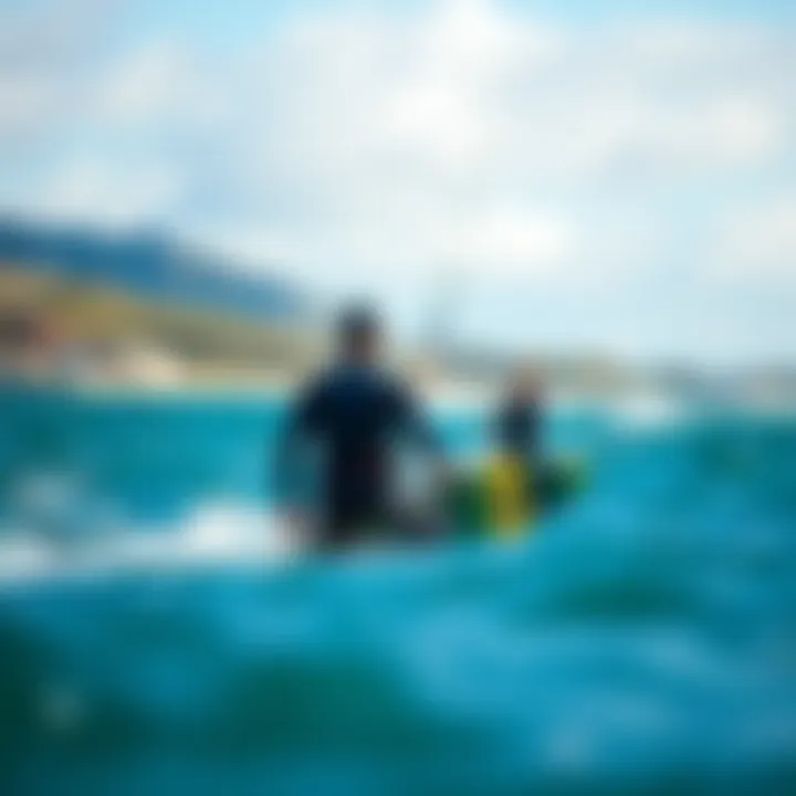 A scenic kiteboarding location with varying water temperatures emphasizing the importance of wetsuit thickness.