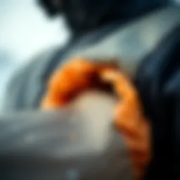 Close-up of wet suit material showcasing insulation