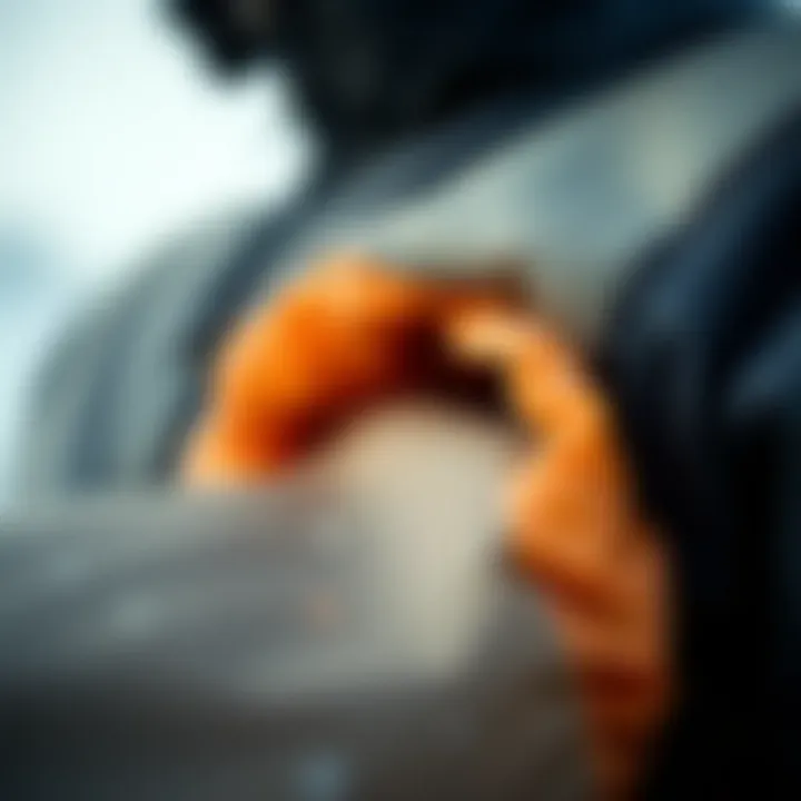 Close-up of wet suit material showcasing insulation