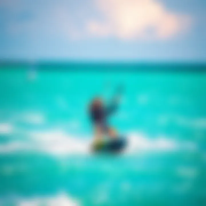 Exciting kiteboarding activity on the clear waters of the resort