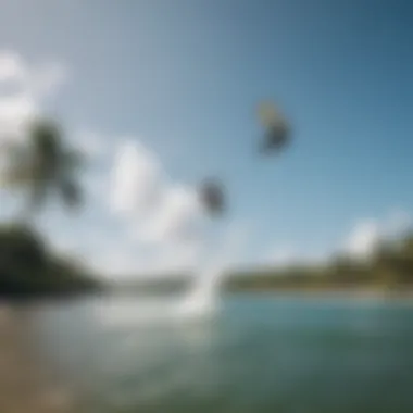 Breathtaking view of kiteboarders at Coconut Resort