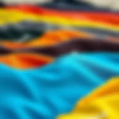 Close-up of wetsuit material in an array of colors, highlighting durability and flexibility