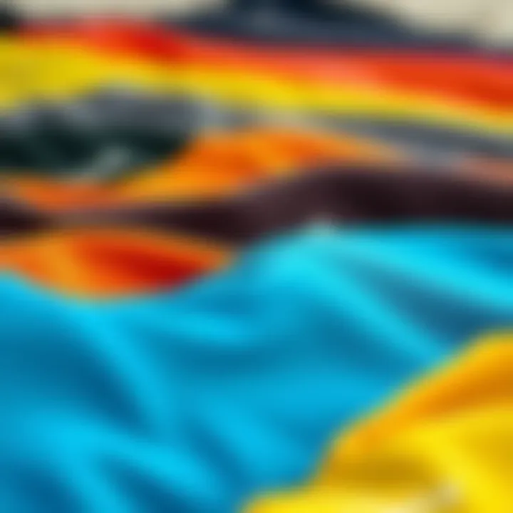 Close-up of wetsuit material in an array of colors, highlighting durability and flexibility