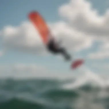 A kiteboarder enjoying a calm day with a low wind kite on the water