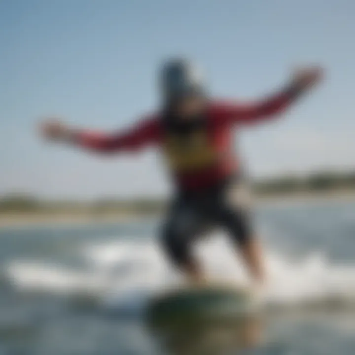 A kiteboarder demonstrating the performance of the Armstrong Board on water.