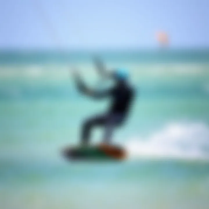 Kiteboarder in action wearing a 4mm wetsuit on water