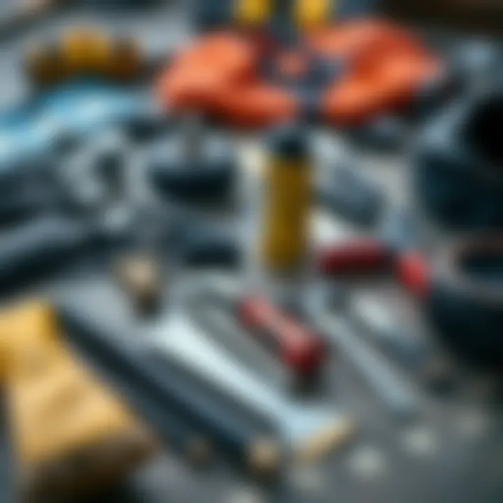 Foil board maintenance tools laid out for care and upkeep