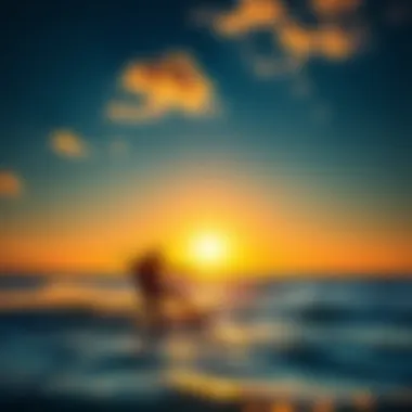 Breathtaking kiteboarding location during sunset