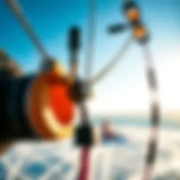 Detailed view of a kitesurf bar showcasing its features and components