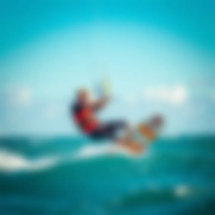 Kitesurfing scene demonstrating the use of kitesurf bars in action