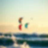 Vibrant kites soaring above the ocean waves