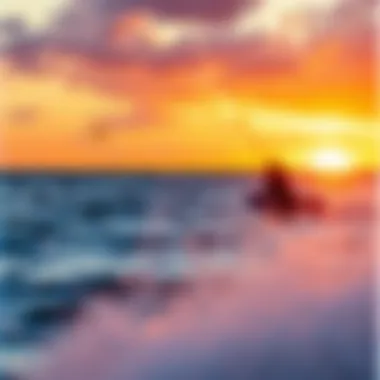 Kitesurfing at Sunset: A Scenic Experience Beautiful sunset view with kitesurfers in the distance