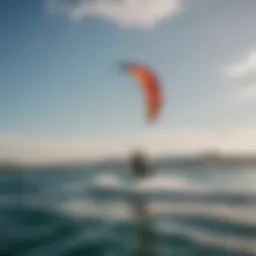 High-quality Slingshot kite airborne above the water