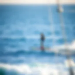 A sleek surf hydrofoil gliding above the water's surface.