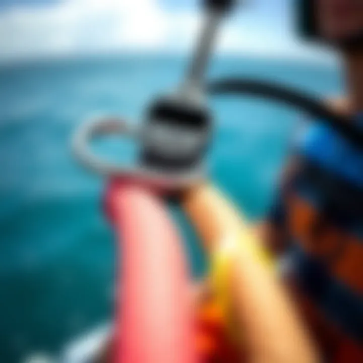 Close-up of safety leash design features