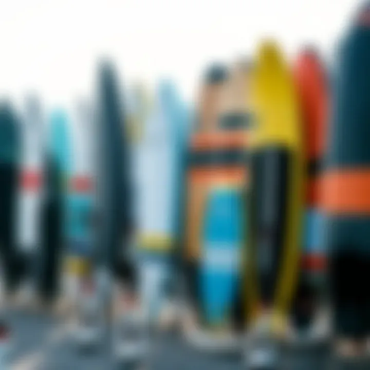 Variety of Hydrofoil Boards A diverse range of hydrofoil boards, highlighting their various shapes and sizes.