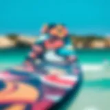 Close-up of Duotone kiteboard showcasing unique graphics