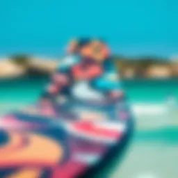 Close-up of Duotone kiteboard showcasing unique graphics