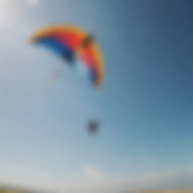 A vibrant kite soaring through the sky, showcasing its design and color.