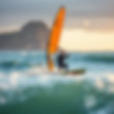 An environmentally conscious setup of powered surf foils with renewable energy sources.