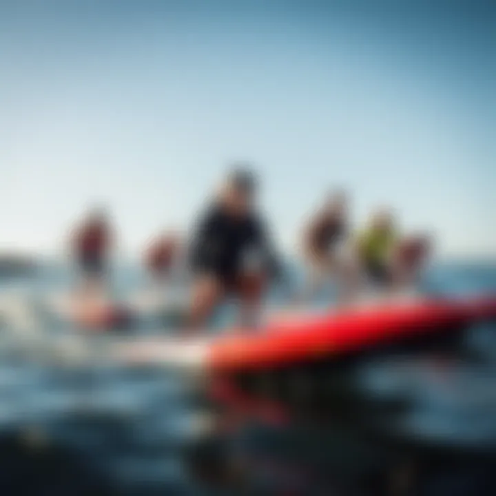 Enthusiasts Embracing Electric Surfing Group of enthusiasts enjoying electric body surf boards