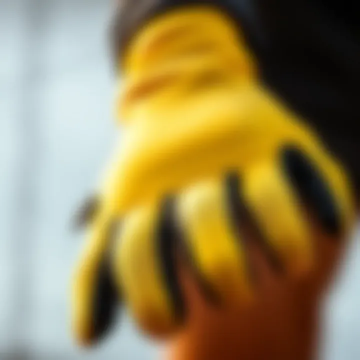 Detailed view of 3mm surf gloves showcasing texture and grip