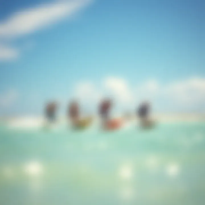 Vibrant Beach Experience for Kiteboarders A group of kiteboarders enjoying a vibrant beach experience