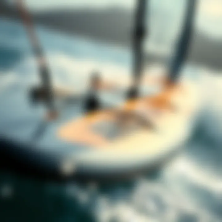 A detailed view of Armstrong foilboard showcasing its sleek design and advanced materials