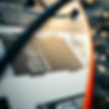 Close-up of the technical specifications displayed on the Armstrong foilboard