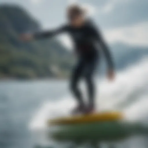 A high-tech battery hydrofoil board gliding over water