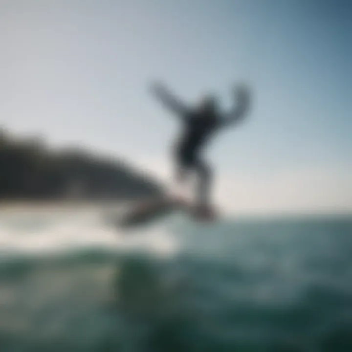 Kiteboarding with Hydrofoil Technology Kiteboarder showcasing advanced maneuvers with a hydrofoil setup