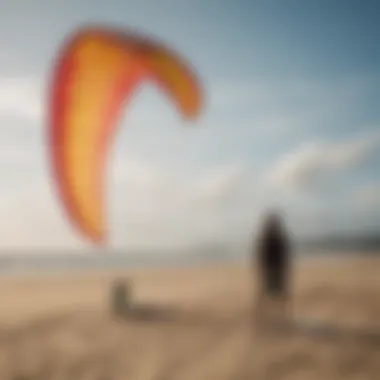 A group of kiteboarders customizing their blank kites on the beach