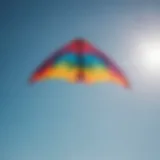 A vibrant blank kite soaring through a clear blue sky