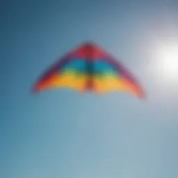 A vibrant blank kite soaring through a clear blue sky