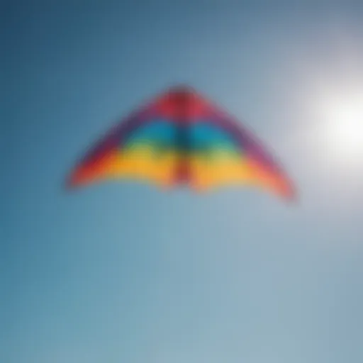 A vibrant blank kite soaring through a clear blue sky